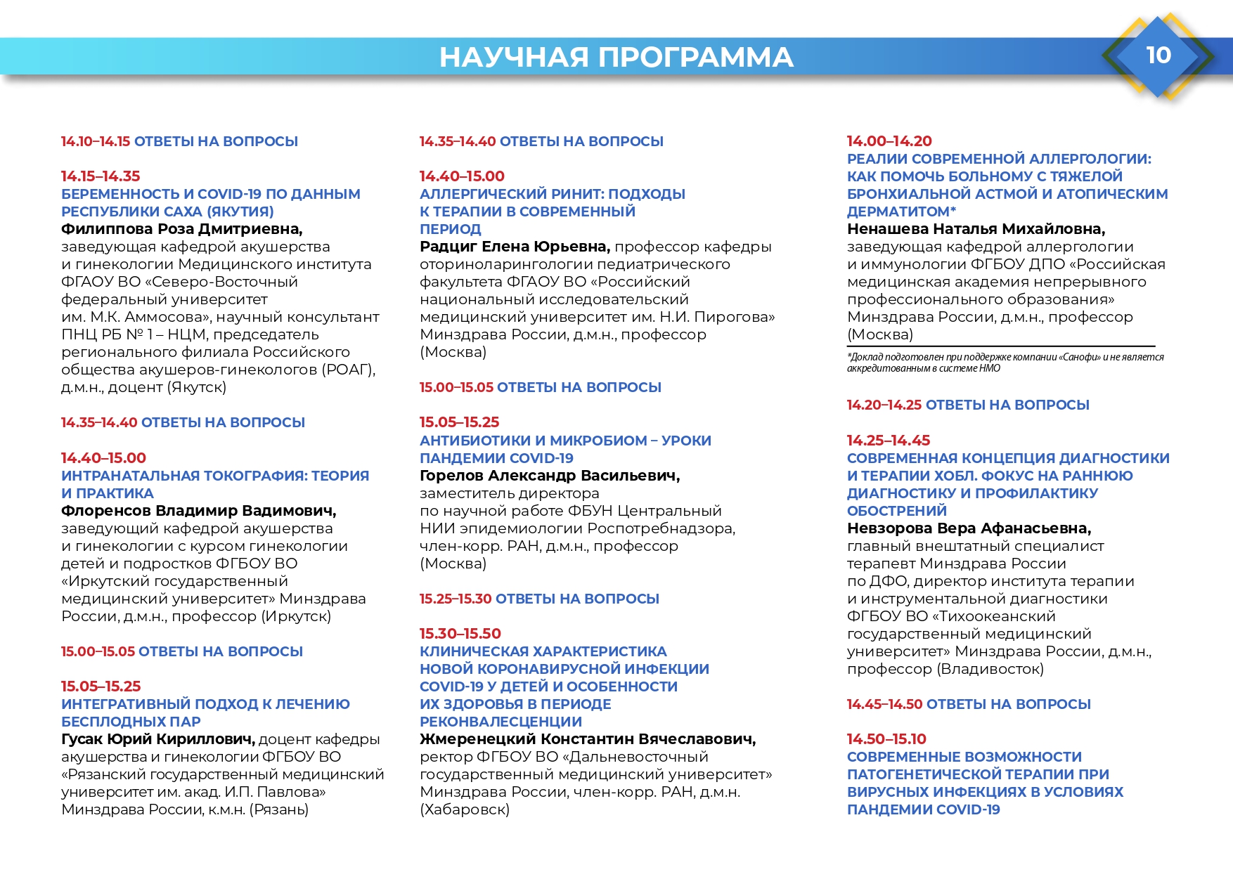 Программа 4 междисциплинарного медицинского научно-практического форума с  международным участием — РОО Медицинская палата Республики Бурятия